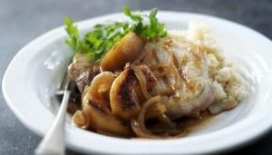 Image for Pork chops with celeriac mash and apple and ale gravy