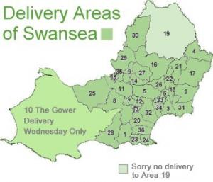 Delivery Areas of Swansea